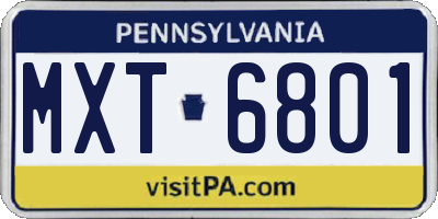 PA license plate MXT6801