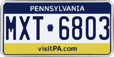 PA license plate MXT6803