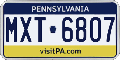 PA license plate MXT6807