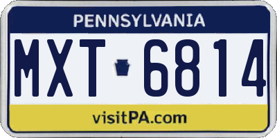 PA license plate MXT6814