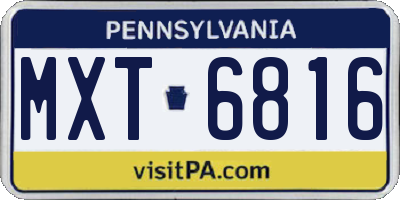 PA license plate MXT6816