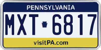 PA license plate MXT6817