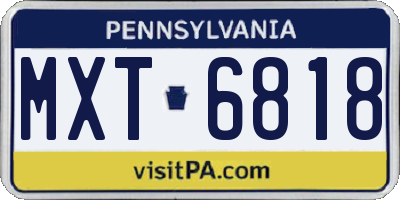 PA license plate MXT6818