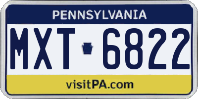 PA license plate MXT6822