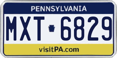PA license plate MXT6829