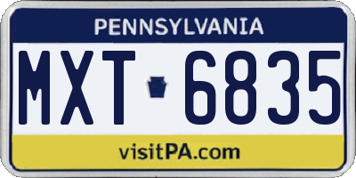 PA license plate MXT6835