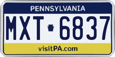 PA license plate MXT6837