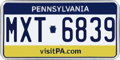 PA license plate MXT6839