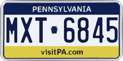PA license plate MXT6845