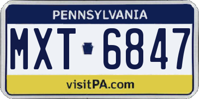 PA license plate MXT6847