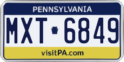 PA license plate MXT6849