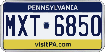 PA license plate MXT6850