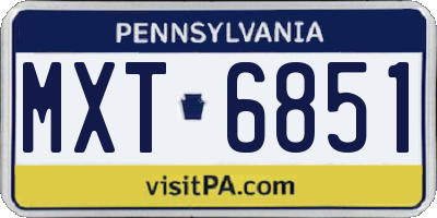 PA license plate MXT6851