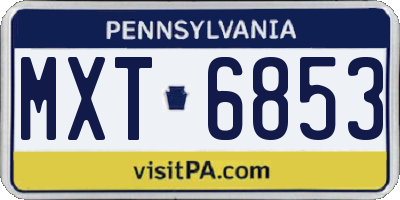 PA license plate MXT6853