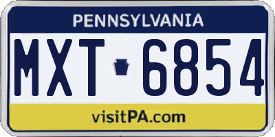 PA license plate MXT6854