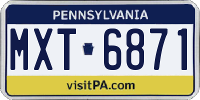 PA license plate MXT6871