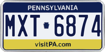 PA license plate MXT6874
