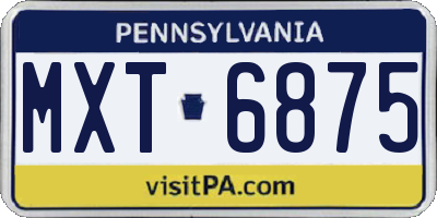 PA license plate MXT6875