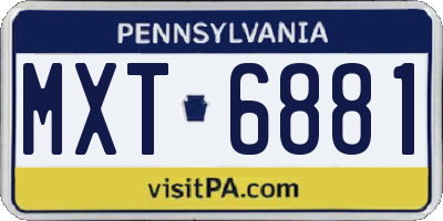PA license plate MXT6881