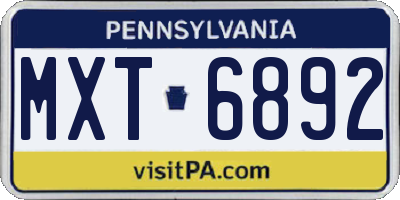 PA license plate MXT6892