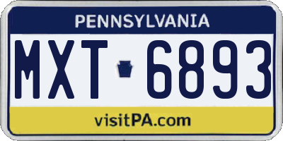 PA license plate MXT6893