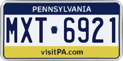 PA license plate MXT6921