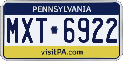PA license plate MXT6922
