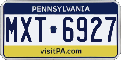 PA license plate MXT6927