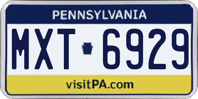 PA license plate MXT6929