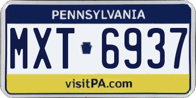 PA license plate MXT6937