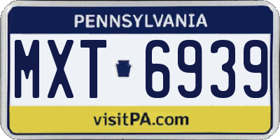 PA license plate MXT6939