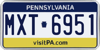 PA license plate MXT6951
