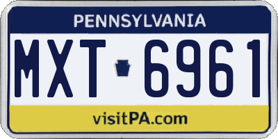 PA license plate MXT6961