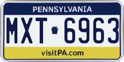 PA license plate MXT6963