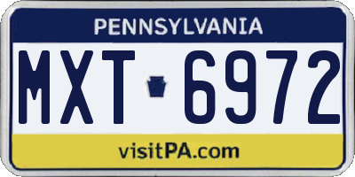 PA license plate MXT6972