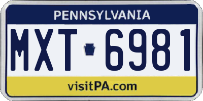 PA license plate MXT6981