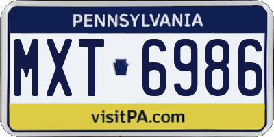 PA license plate MXT6986