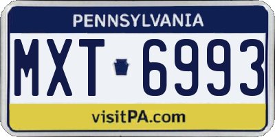 PA license plate MXT6993