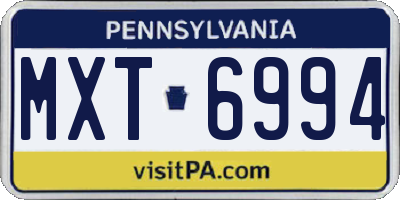 PA license plate MXT6994
