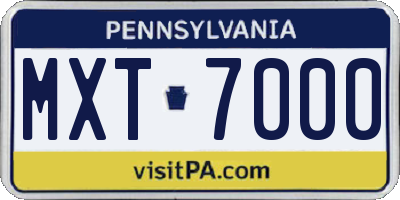 PA license plate MXT7000