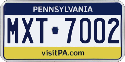 PA license plate MXT7002