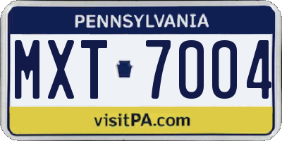 PA license plate MXT7004