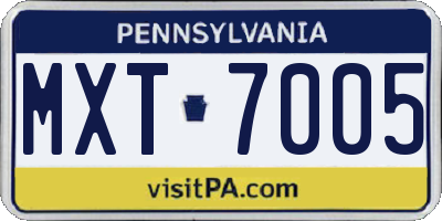PA license plate MXT7005