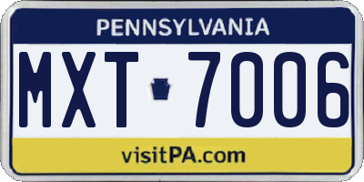 PA license plate MXT7006