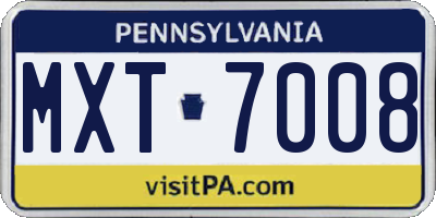 PA license plate MXT7008