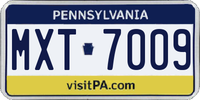 PA license plate MXT7009