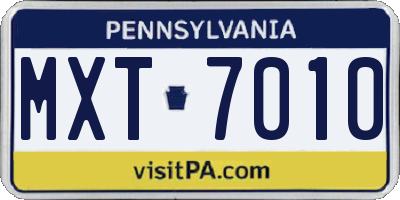 PA license plate MXT7010
