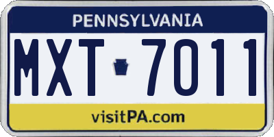 PA license plate MXT7011