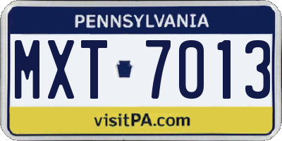 PA license plate MXT7013