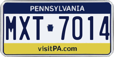 PA license plate MXT7014